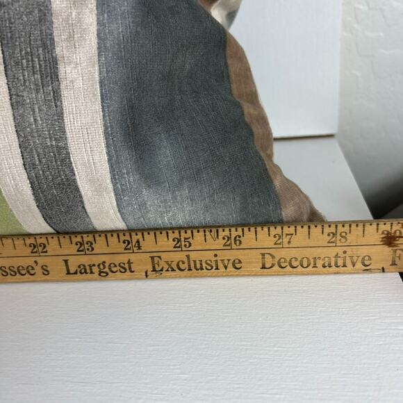 Galbraith and Paul Pillow Hand Block 30X13 Multi stripe Mist/Citron Velvet Down - Picture 4 of 12